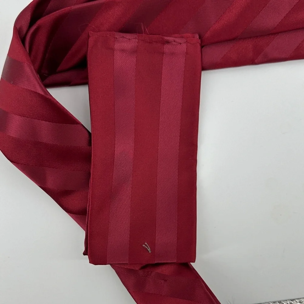 Stacy Adams Rich Burgundy and Red‎ Striped Satin Tie and Pocket Square